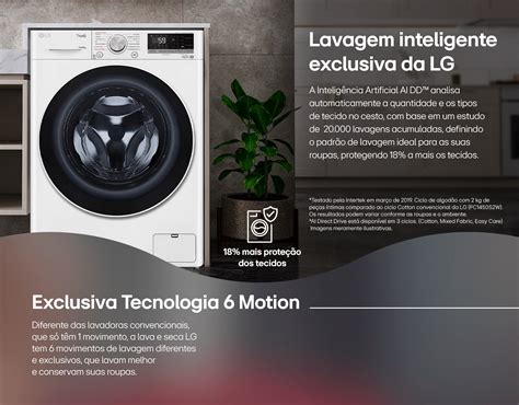 Lava E Seca Smart Lg Vc Kg Branca Intelig Ncia Artificial Ai Dd