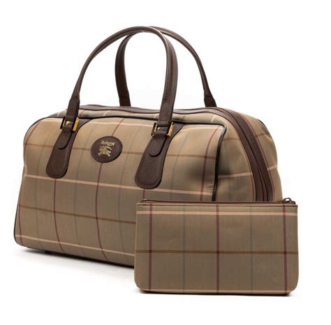 Sold Price BURBERRY BOSTON PLAID CANVAS TRAVEL BAG December 5