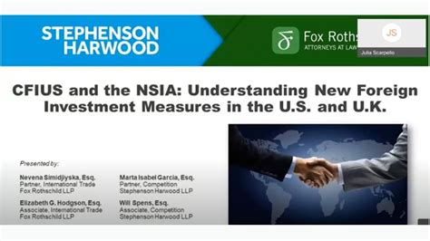 Webinar Cfius And The Nsia Understanding New Foreign Investment