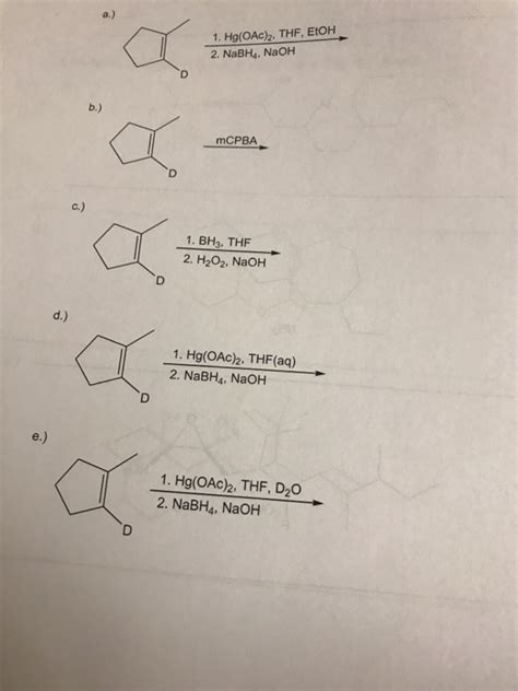 Solved Hg Oac Thf Etoh Nabh Naoh Mcpba C Chegg