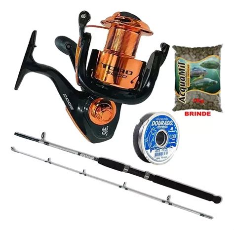 Kit Pesca Praia Toro 8000 Vara 50l Linha Mono E Ração Brinde Frete grátis