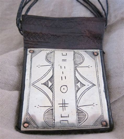 Big Tuareg Amulet Gris Gris With Tifinagh Inscriptions On