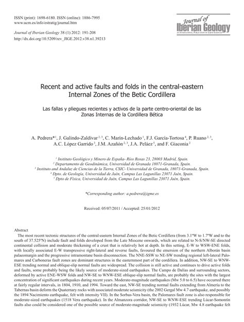 Pdf Recent And Active Faults And Folds In The Central Eastern