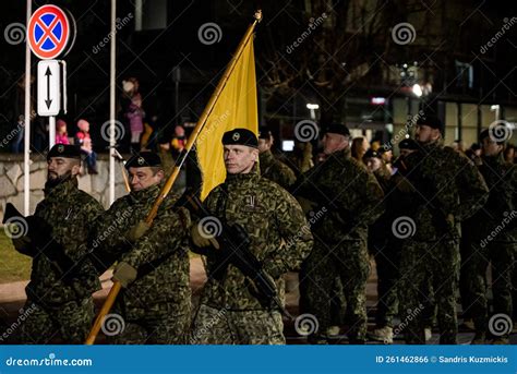 Kuldiga Latvia November 11 2022 Latvian Army Military Parade In