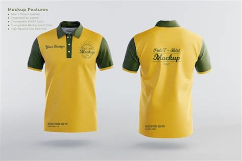 Maquete de marca de camisa pólo Men039s vista frontal ou traseira PSD