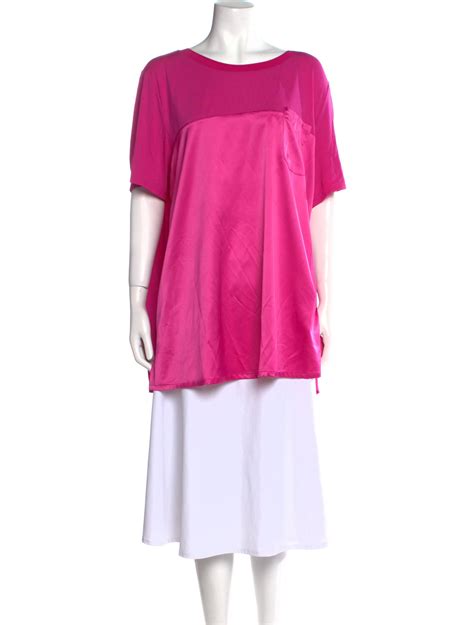 Marina Rinaldi Bateau Neckline Short Sleeve Tunic Pink Tops Clothing