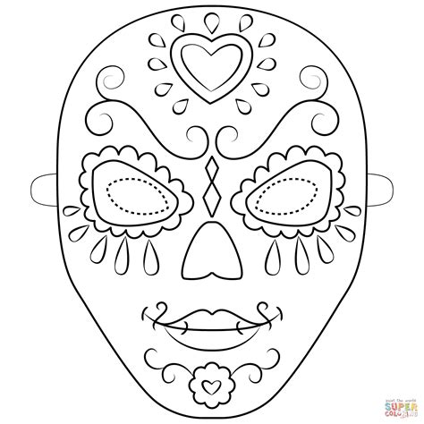 Desenho de Máscara do Dia dos Mortos para colorir Desenhos para