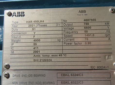 AXR 400MF4 630 KW 690V ABB High Voltage Induction Motors 1487 Rpm 50HZ