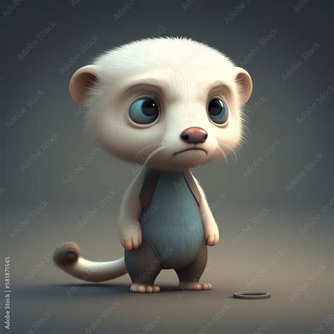 cartoon illustration, cute ferret, ai generative Stock Illustration | Adobe Stock