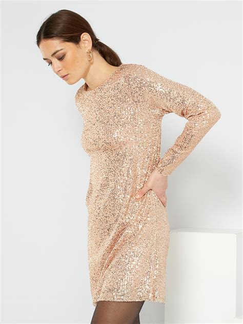 Robe Sequins Beige Fonc Kiabi