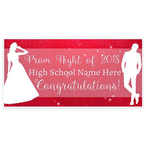 Red Sparkles Prom Banner Personalized School Dance Party Backdrop