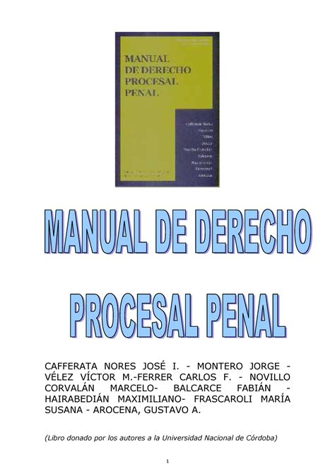 Procesal Penal Manual Apuntes Todos Cafferata Nores Jos I Montero