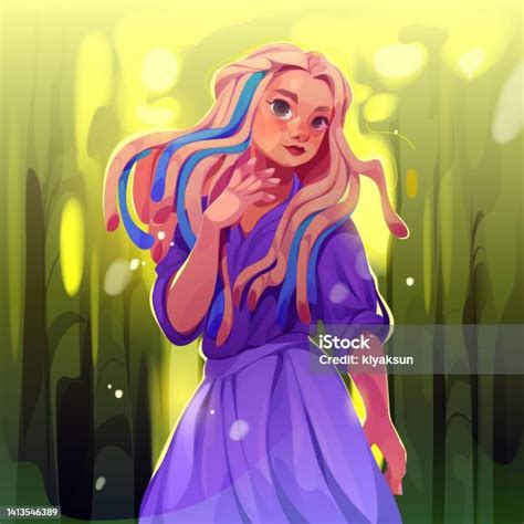 Cartoon Beautiful Girl With Dreadlocks Wear Dress Stock Illustration Download Image Now