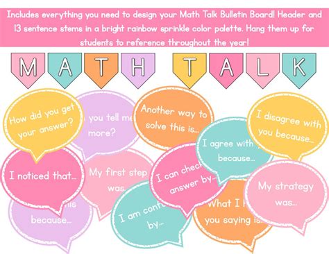 Rainbow Sprinkle Math Talk Posters Sentence Stems Number Talks Etsy