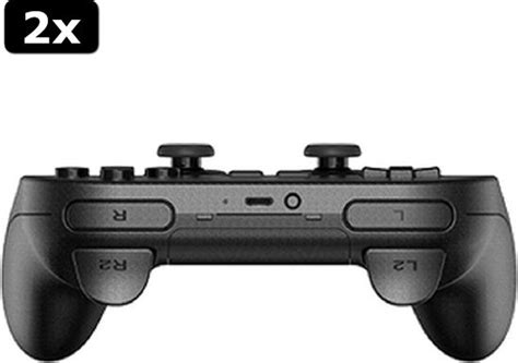 2x Zwarte Bluetooth Gamepad Controller 8 Bitdo SN30 Pro Black Edition