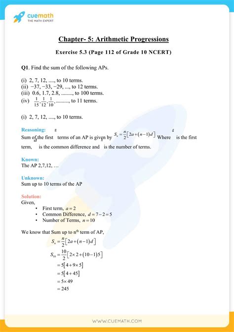 NCERT Solutions Class 10 Maths Chapter 5 Arithmetic Progressions Free PDF