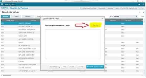 RH Linha PRotheus GPE Como Filtrar Verbas SIM Para