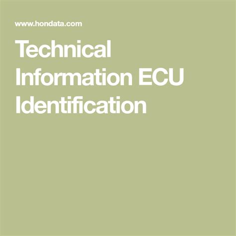 Technical Information ECU Identification Integra Type R Civic Ex