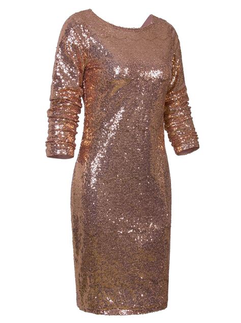 Vijiv Womens Sparkle Glitzy Glam Sequin Long Sleeve Flapper Party Club