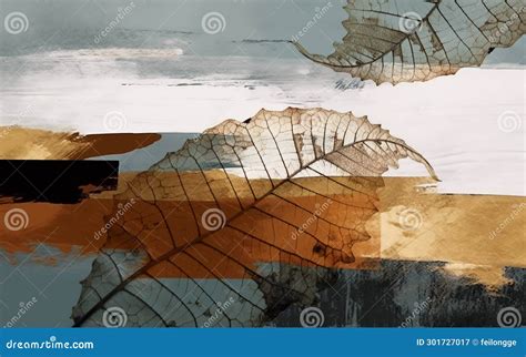 Abstract Hand Drawn Oil Painting Leaves Art Wallpaper. Stock ...