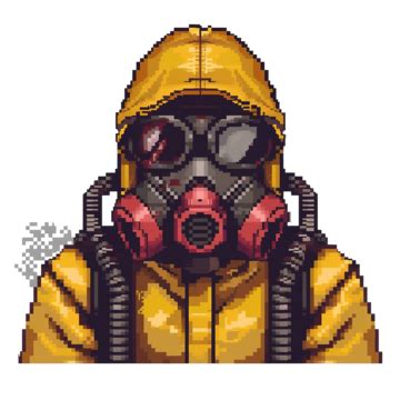 Hazmat Head In Pixel Art Style People Man Male Png Transparent Image