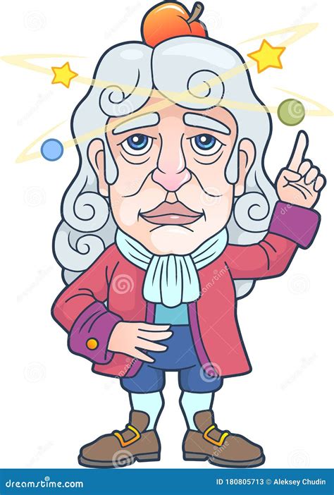 Brilliant Scientist Physicist Isaac Newton, Funny Illustration Stock Vector - Illustration of ...