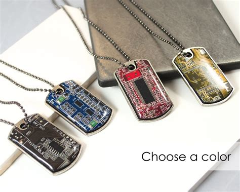 Circuit Board Dog Tag Necklace Wearable Technology T Upcycled