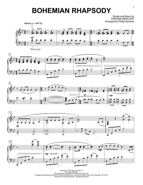 Master Bohemian Rhapsody Piano Sheet Music by Queen - Play Iconic Vocal