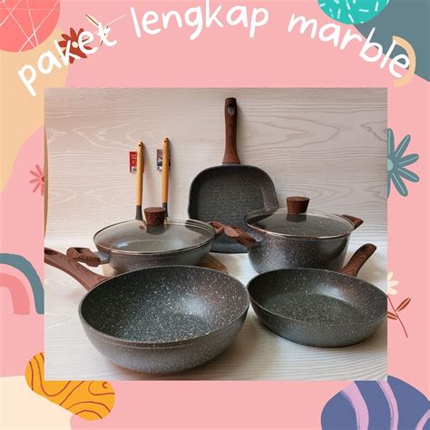 Jual Panci Set Cypruz Paket Lengkap Marble Pan Stein Granit Teflon