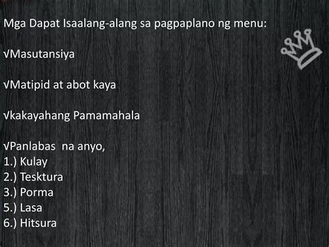 Menu Ng Pagkain Wps Officepptx