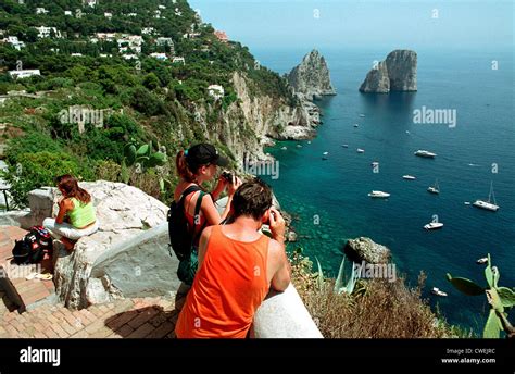 Capri Overlooking The Faraglioni Cliffs Stock Photo Alamy