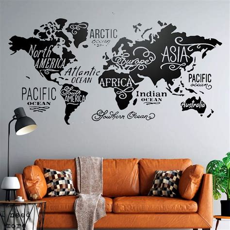 Adesivo De Parede Decorativo Mapa M Ndi Continentes Decore Seu Espa O