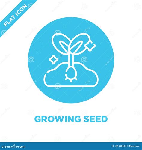 Growing Seed Icon Vector Thin Line Growing Seed Outline Icon Vector