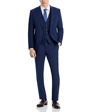 Hugo Boss Huge Micro Check Slim Fit Piece Suit Dark Blue Editorialist