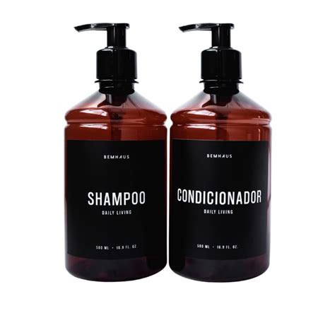 Kit Frascos Ambar Para Shampoo E Condicionador Ml Dispenser