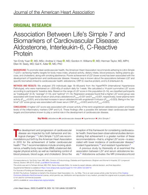 Pdf Association Between Lifes Simple 7 And Biomarkers Of