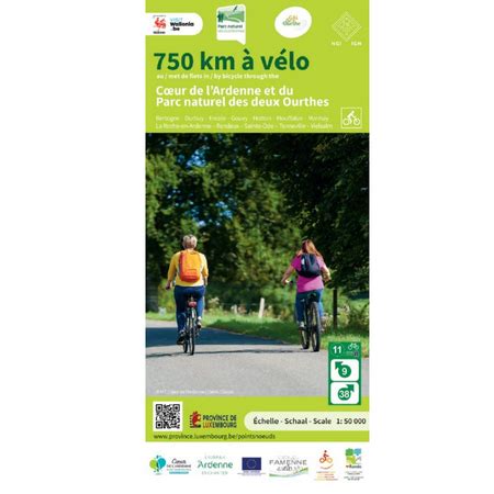 Carte 750 km à vélo Points noeuds Parc naturel des Deux Ourthes