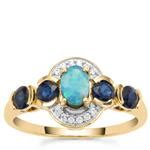 Crystal Opal On Ironstone Australian Blue Sapphire White Zircon 9K