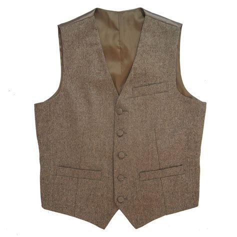 2017 Tweed Vintage Rustic Wedding Vest Brown Vest Men Summer Winter