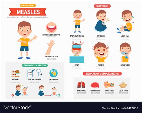 Measles Infographic With Children Boy Characters Vector Image