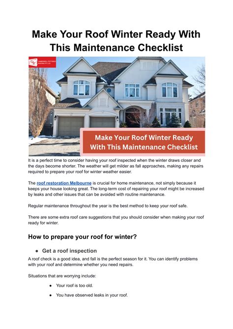 Ppt Make Your Roof Winter Ready With This Maintenance Checklist