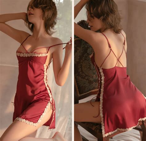 Nightdress Women Sexy Lace Stitching Hollow Strap Lingerie Backless