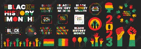 black history month 2023 typography design set. Vector African American ...