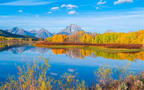 Słoneczny jesienny dzień w Parku Narodowym Grand Teton