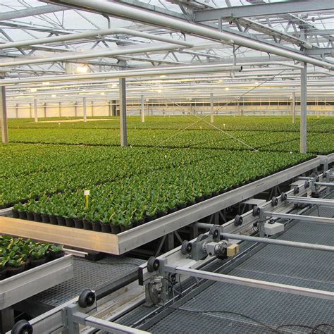 SunPlus Commercial Greenhouse Movable Rolling Bench System Flood Table