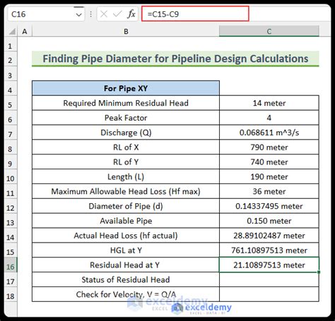 How To Perform Pipeline Design Calculations In Excel 2 Examples Exceldemy