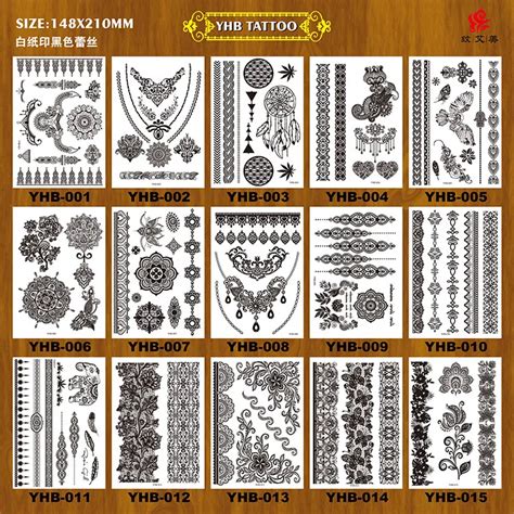 Henna Temporary Tattoo Black Art Stickers Lace Mehndi Body Transfers