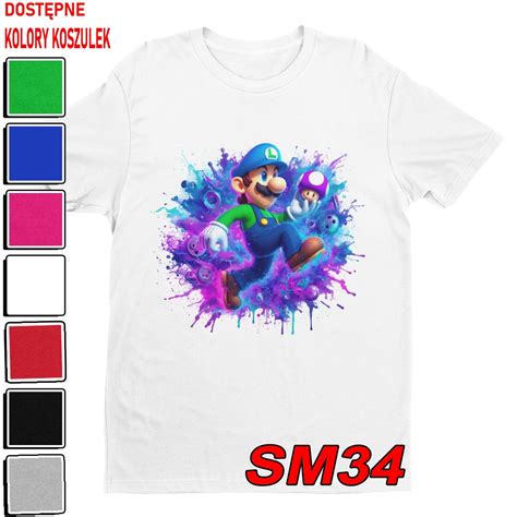 T SHIRT KOSZULKA DZIECIĘCA SUPER MARIO BROS BAJKI GRY LUIGI XL 158 164