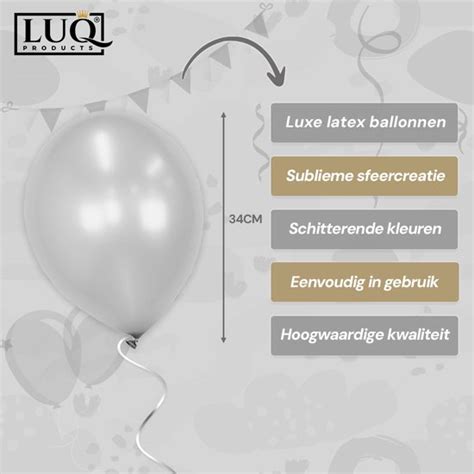 Luq Luxe Metallic Zilveren Helium Ballonnen Stuks Verjaardag