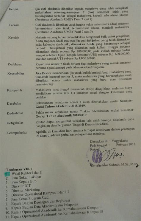 SK Penegasan Kembali Status Mahasiswa Sesuai Panduan Akademik